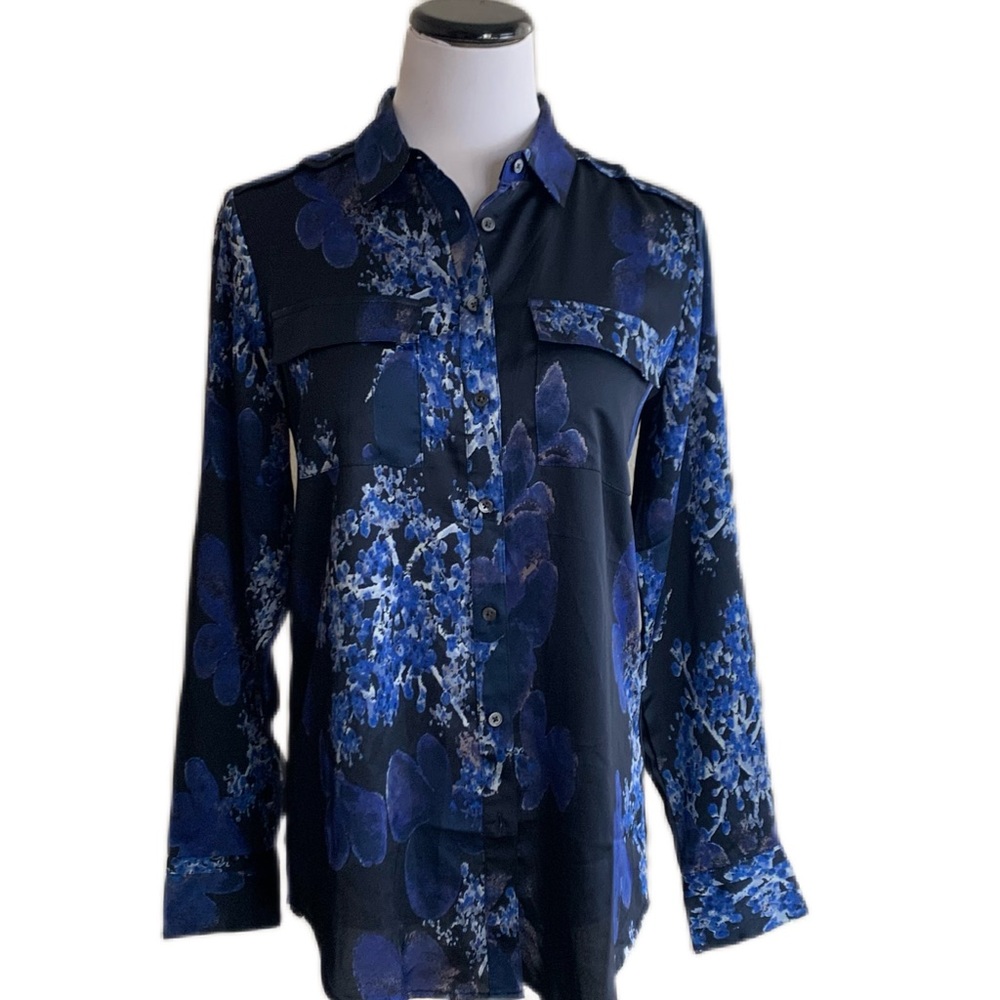 Banana Republic SZ M Blue “Dillon” Floral Button Down Shirt | NWOT